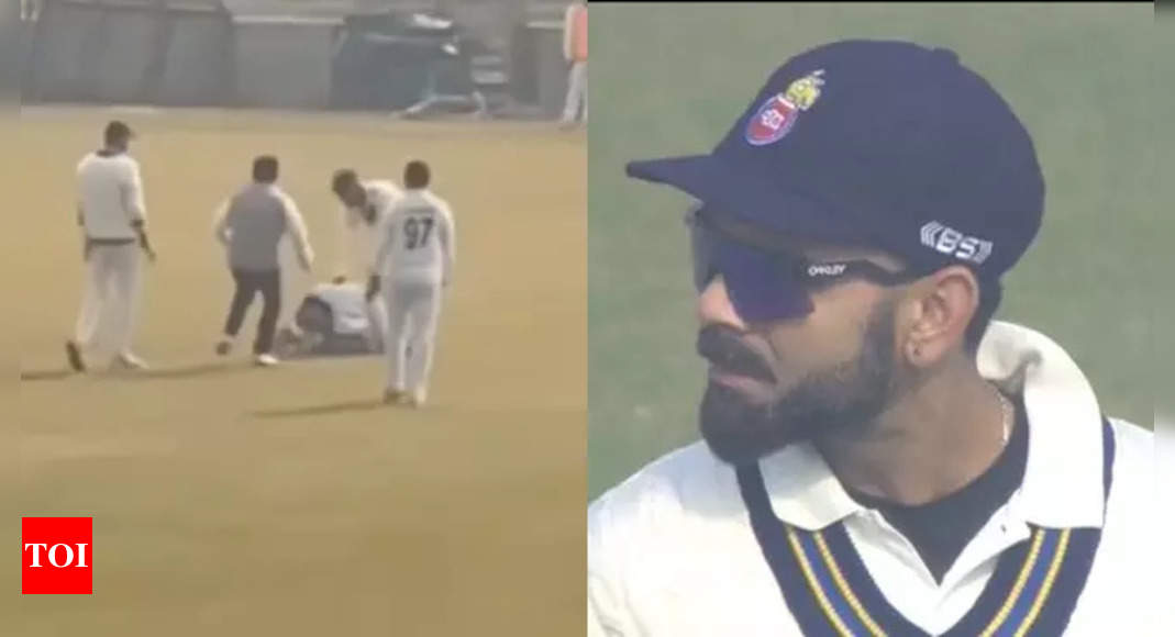 Delhi Vs Railways: Virat Kohli in Ranji Trophy: Fan breaches security to touch star batter’s feet – Watch | Cricket News