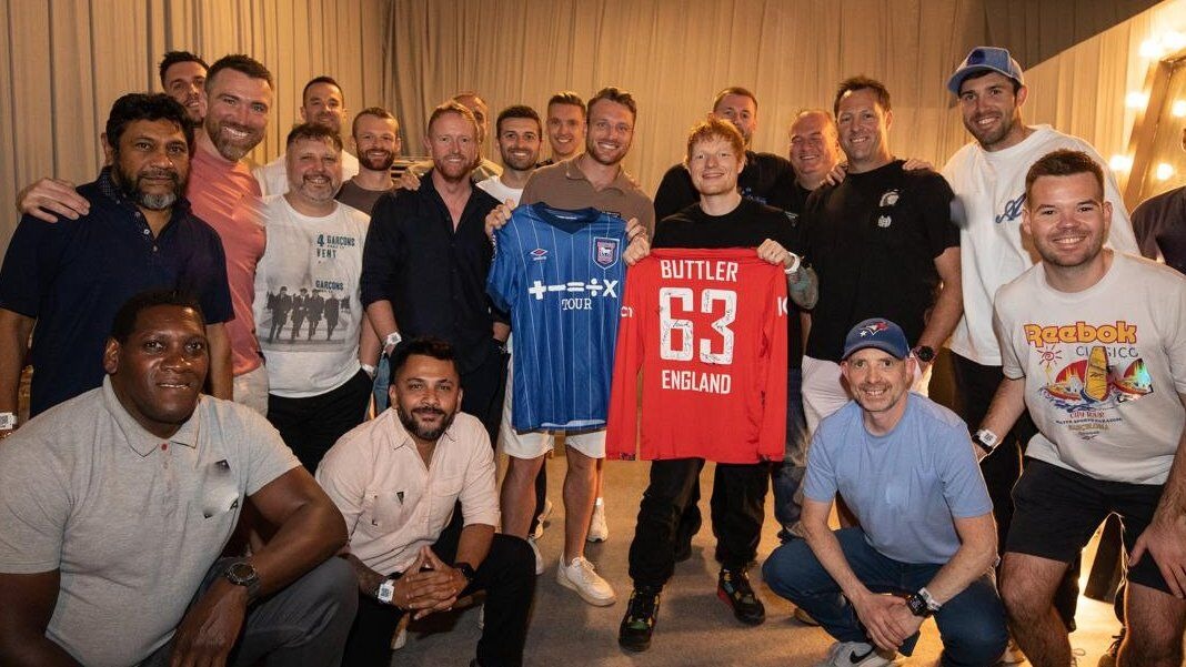 Ed Sheeran catches up with England Cricket Team on opening night of his India tour