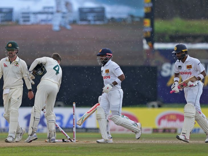 Australia lead by 518 runs on day three of Galle Test | गॉल टेस्ट के तीसरे दिन ऑस्ट्रेलिया 518 रन से आगे: श्रीलंका ने 5 विकेट खोकर 136 रन बनाए; स्टार्क-कुह्नेमन को 2-2 विकेट